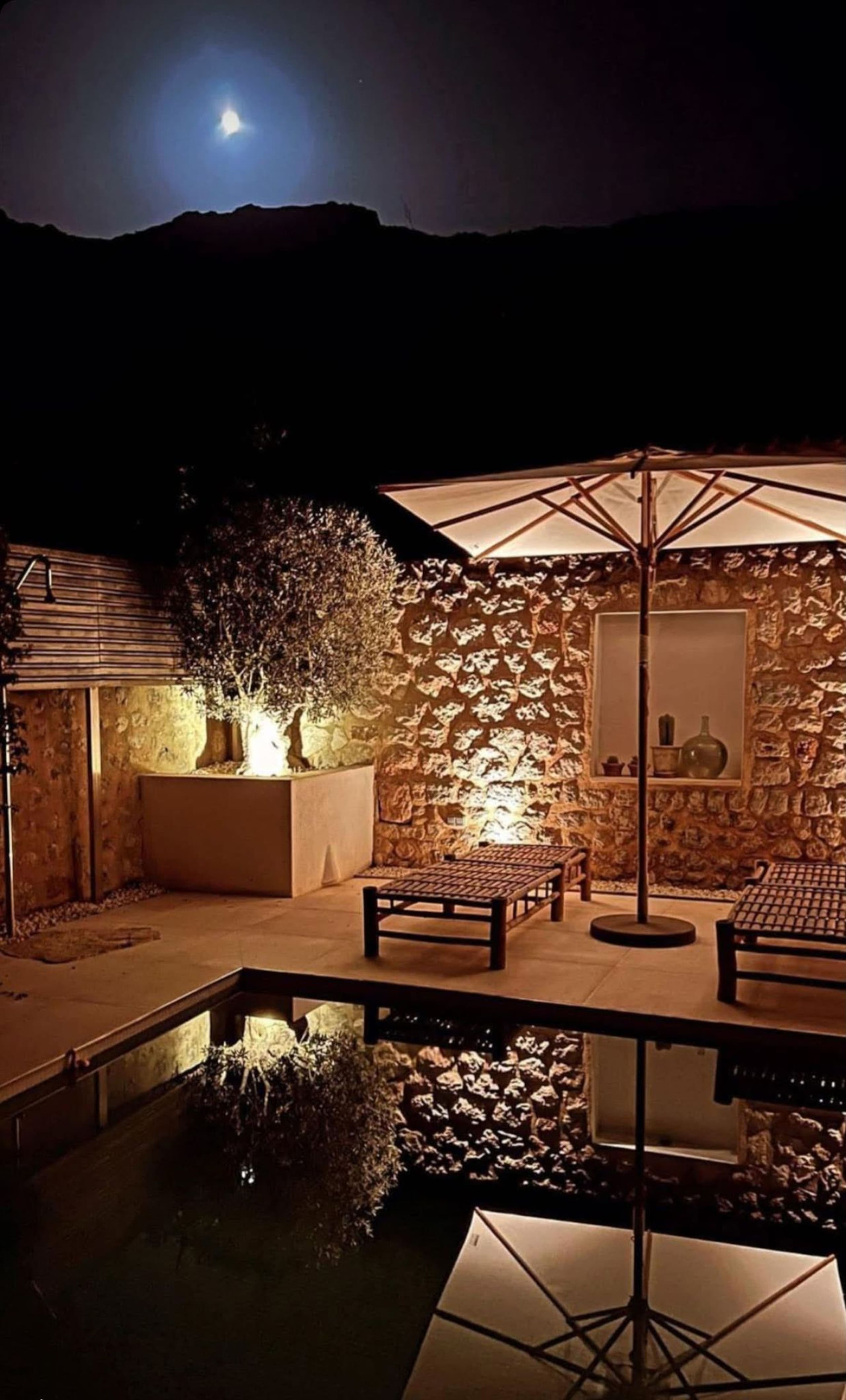 The pool after dark — Casa Limona, Sóller